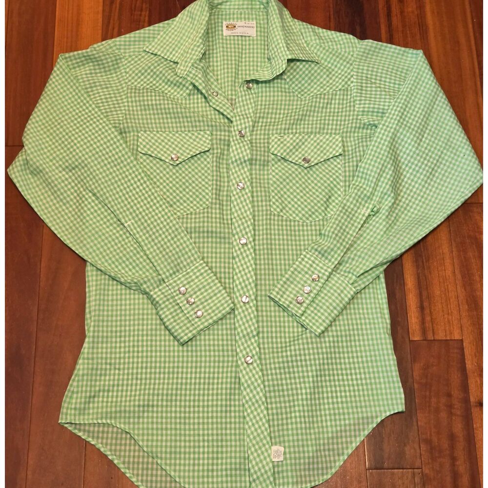 Vintage 70s 80s Checkered Pearl Snap Button Up Western Shirt Men's S